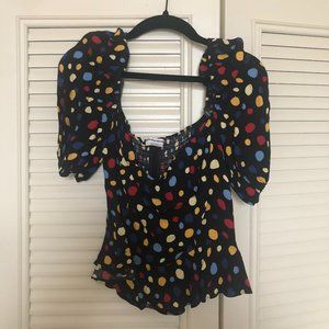 Multi Color Polka Dot Peplum Reformation Top